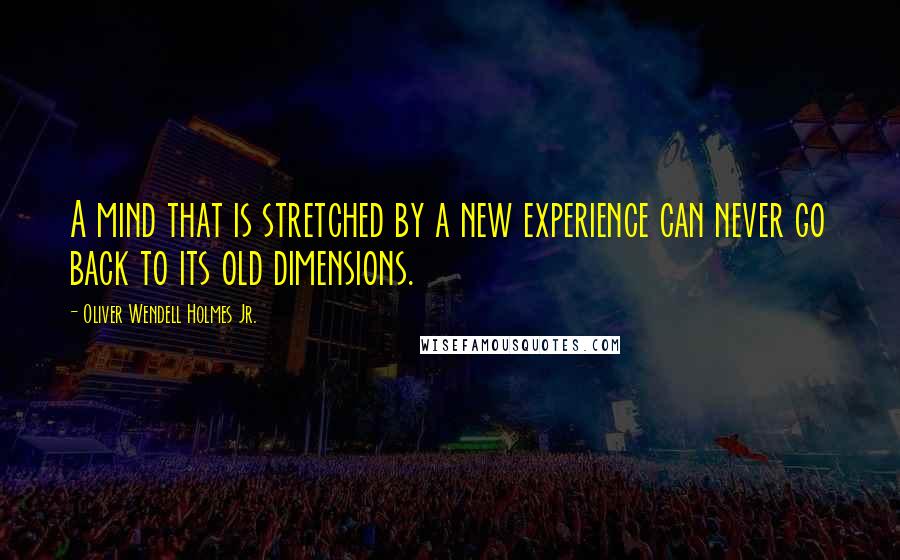 Oliver Wendell Holmes Jr. Quotes: A mind that is stretched by a new experience can never go back to its old dimensions.