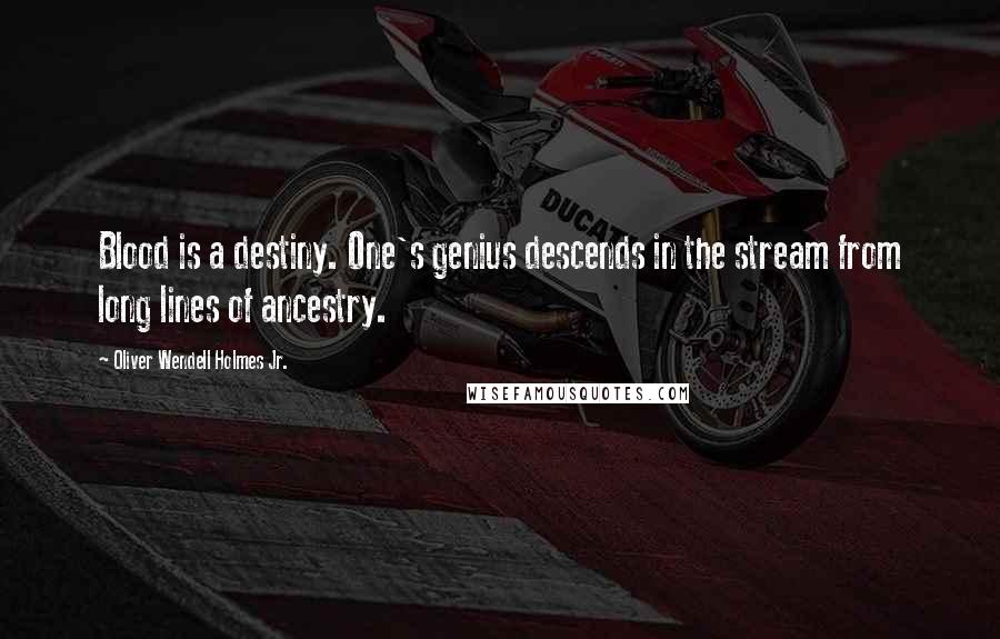 Oliver Wendell Holmes Jr. Quotes: Blood is a destiny. One's genius descends in the stream from long lines of ancestry.