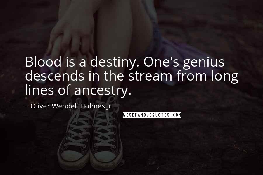 Oliver Wendell Holmes Jr. Quotes: Blood is a destiny. One's genius descends in the stream from long lines of ancestry.