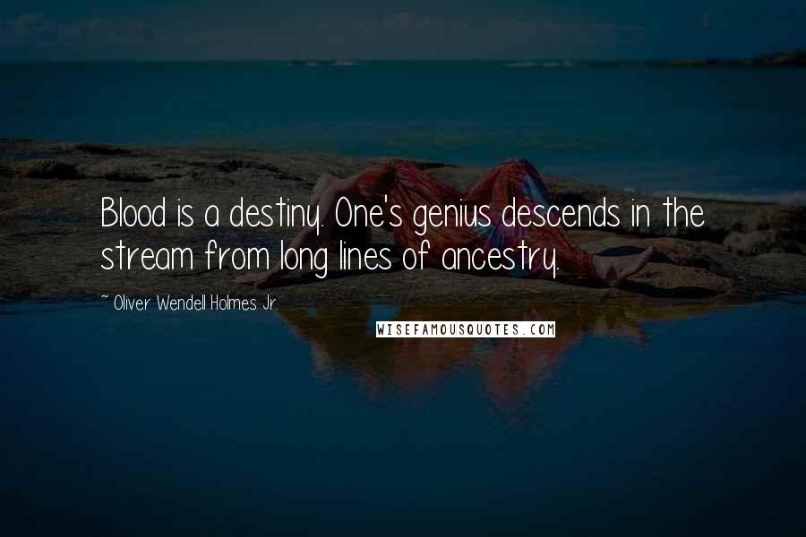 Oliver Wendell Holmes Jr. Quotes: Blood is a destiny. One's genius descends in the stream from long lines of ancestry.