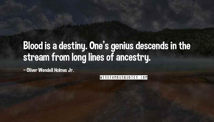 Oliver Wendell Holmes Jr. Quotes: Blood is a destiny. One's genius descends in the stream from long lines of ancestry.