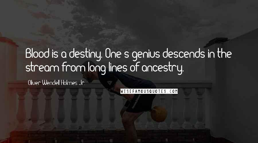 Oliver Wendell Holmes Jr. Quotes: Blood is a destiny. One's genius descends in the stream from long lines of ancestry.