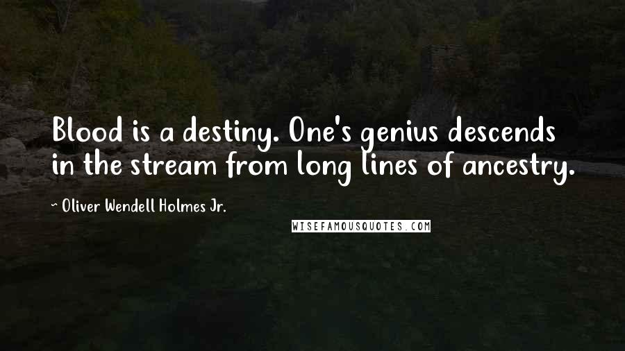 Oliver Wendell Holmes Jr. Quotes: Blood is a destiny. One's genius descends in the stream from long lines of ancestry.