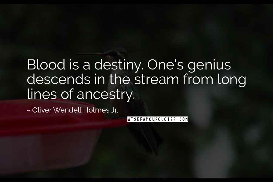 Oliver Wendell Holmes Jr. Quotes: Blood is a destiny. One's genius descends in the stream from long lines of ancestry.