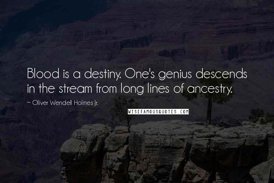 Oliver Wendell Holmes Jr. Quotes: Blood is a destiny. One's genius descends in the stream from long lines of ancestry.
