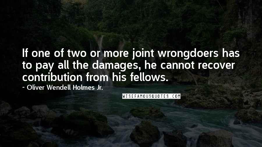 Oliver Wendell Holmes Jr. Quotes: If one of two or more joint wrongdoers has to pay all the damages, he cannot recover contribution from his fellows.