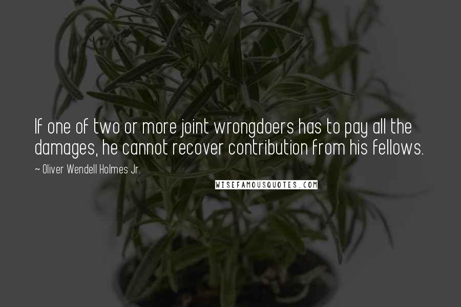 Oliver Wendell Holmes Jr. Quotes: If one of two or more joint wrongdoers has to pay all the damages, he cannot recover contribution from his fellows.