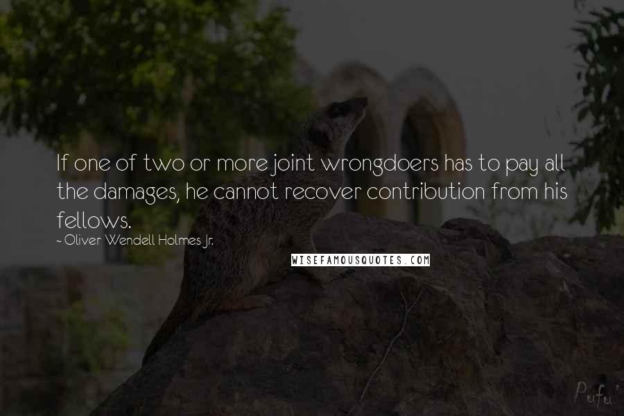 Oliver Wendell Holmes Jr. Quotes: If one of two or more joint wrongdoers has to pay all the damages, he cannot recover contribution from his fellows.