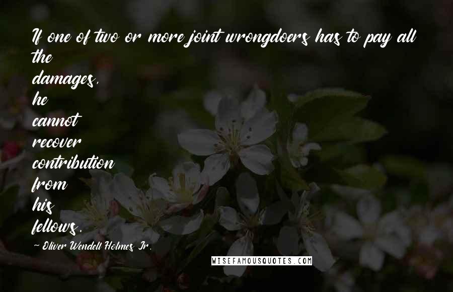 Oliver Wendell Holmes Jr. Quotes: If one of two or more joint wrongdoers has to pay all the damages, he cannot recover contribution from his fellows.