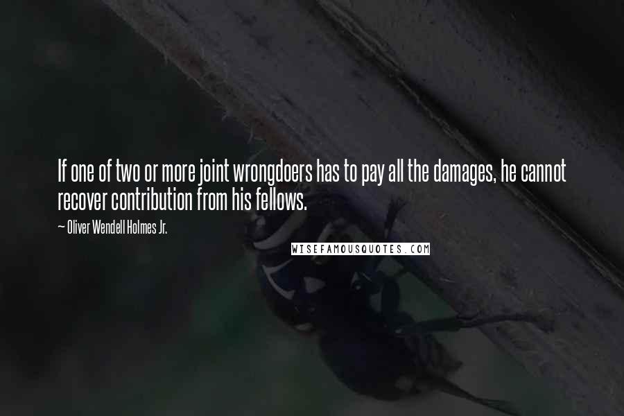 Oliver Wendell Holmes Jr. Quotes: If one of two or more joint wrongdoers has to pay all the damages, he cannot recover contribution from his fellows.