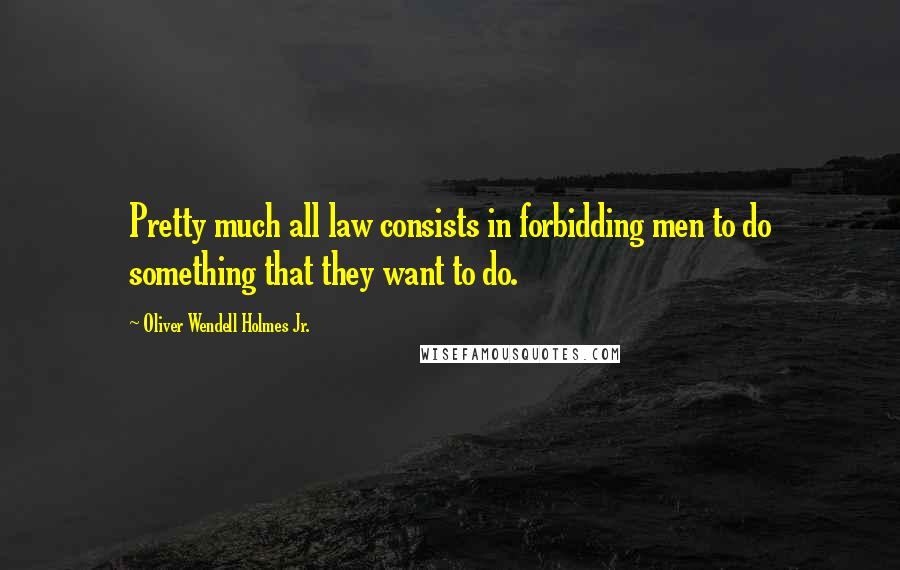 Oliver Wendell Holmes Jr. Quotes: Pretty much all law consists in forbidding men to do something that they want to do.