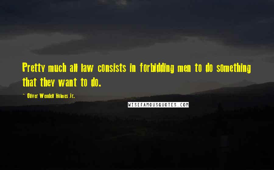 Oliver Wendell Holmes Jr. Quotes: Pretty much all law consists in forbidding men to do something that they want to do.