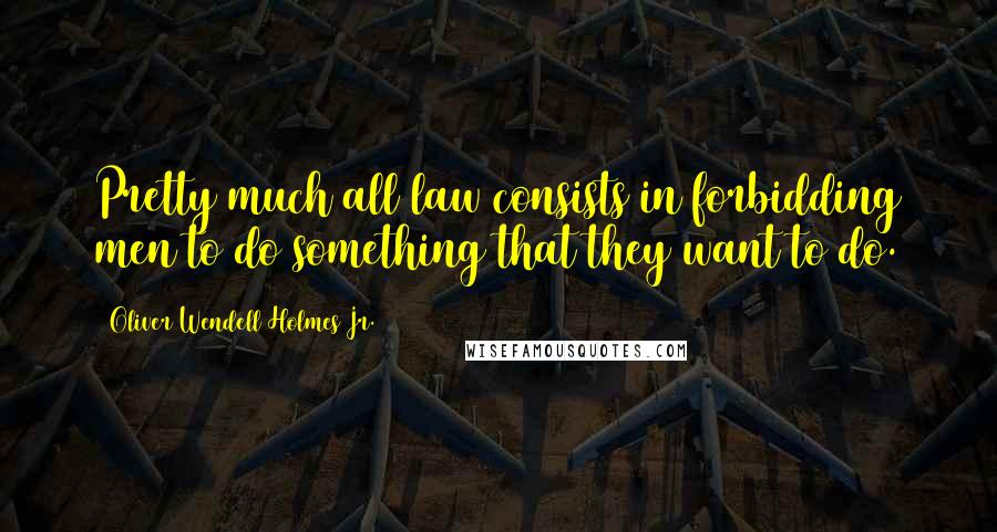 Oliver Wendell Holmes Jr. Quotes: Pretty much all law consists in forbidding men to do something that they want to do.