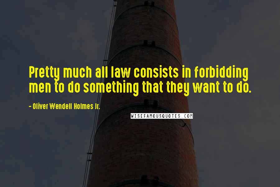 Oliver Wendell Holmes Jr. Quotes: Pretty much all law consists in forbidding men to do something that they want to do.