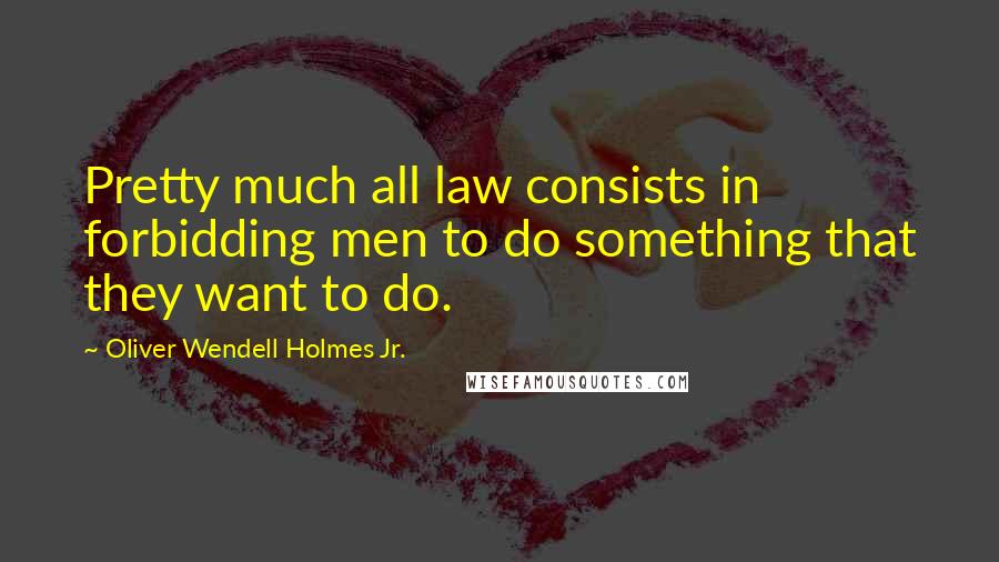 Oliver Wendell Holmes Jr. Quotes: Pretty much all law consists in forbidding men to do something that they want to do.