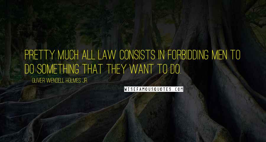 Oliver Wendell Holmes Jr. Quotes: Pretty much all law consists in forbidding men to do something that they want to do.