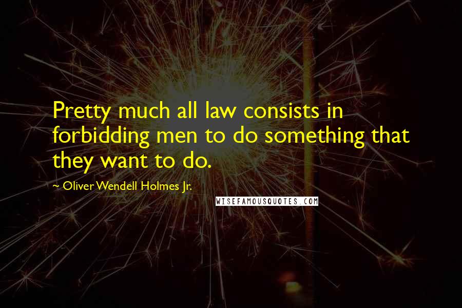 Oliver Wendell Holmes Jr. Quotes: Pretty much all law consists in forbidding men to do something that they want to do.