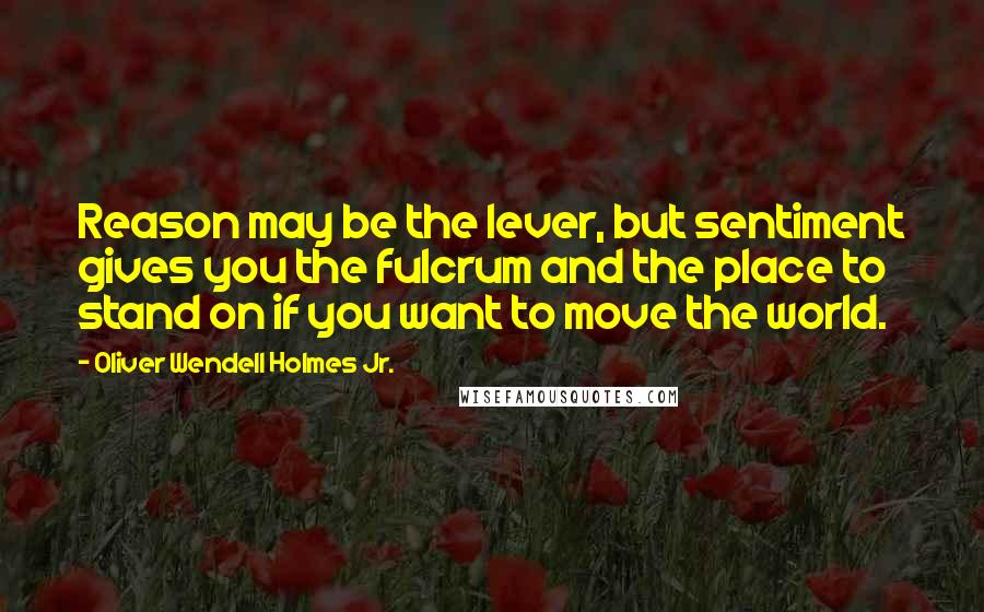 Oliver Wendell Holmes Jr. Quotes: Reason may be the lever, but sentiment gives you the fulcrum and the place to stand on if you want to move the world.