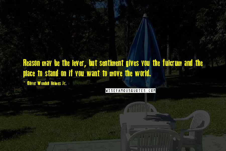 Oliver Wendell Holmes Jr. Quotes: Reason may be the lever, but sentiment gives you the fulcrum and the place to stand on if you want to move the world.