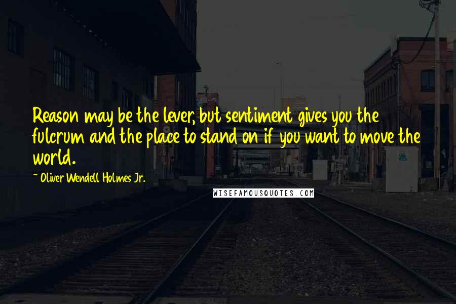 Oliver Wendell Holmes Jr. Quotes: Reason may be the lever, but sentiment gives you the fulcrum and the place to stand on if you want to move the world.