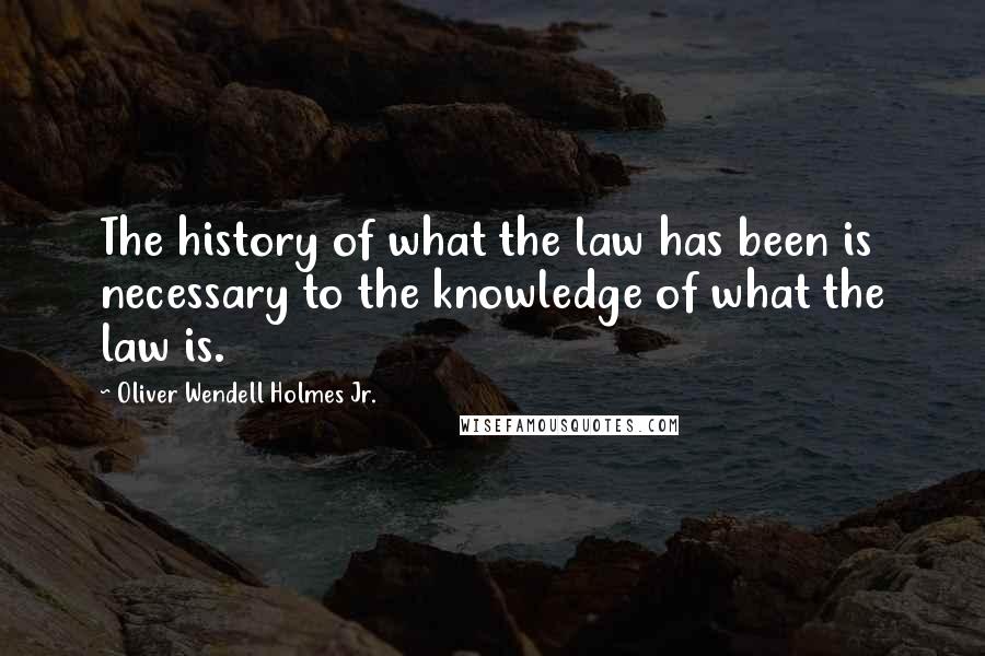 Oliver Wendell Holmes Jr. Quotes: The history of what the law has been is necessary to the knowledge of what the law is.