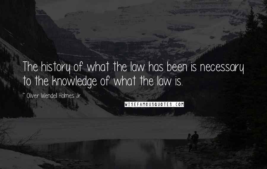 Oliver Wendell Holmes Jr. Quotes: The history of what the law has been is necessary to the knowledge of what the law is.