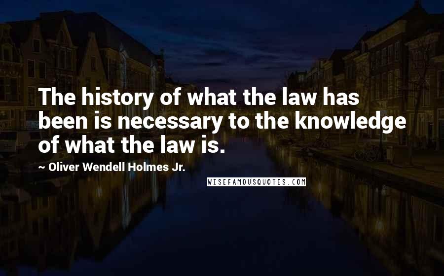 Oliver Wendell Holmes Jr. Quotes: The history of what the law has been is necessary to the knowledge of what the law is.
