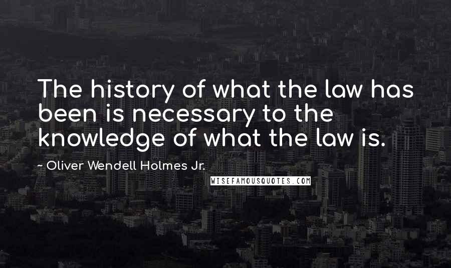 Oliver Wendell Holmes Jr. Quotes: The history of what the law has been is necessary to the knowledge of what the law is.