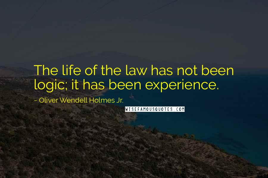 Oliver Wendell Holmes Jr. Quotes: The life of the law has not been logic; it has been experience.