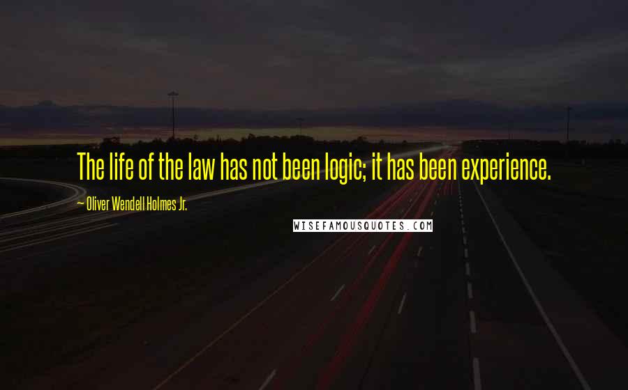 Oliver Wendell Holmes Jr. Quotes: The life of the law has not been logic; it has been experience.