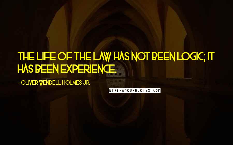 Oliver Wendell Holmes Jr. Quotes: The life of the law has not been logic; it has been experience.