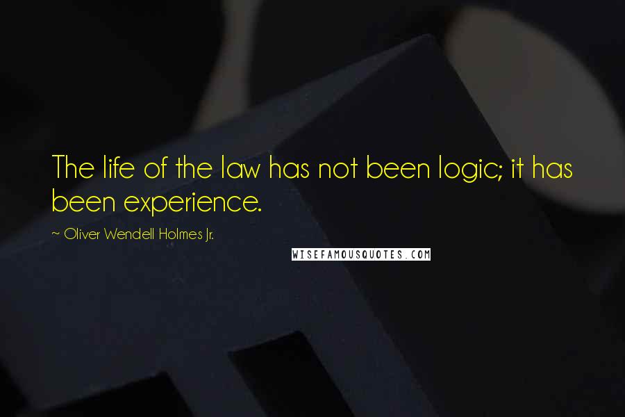 Oliver Wendell Holmes Jr. Quotes: The life of the law has not been logic; it has been experience.