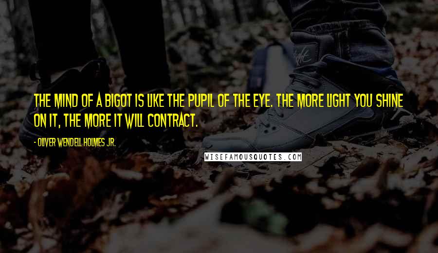 Oliver Wendell Holmes Jr. Quotes: The mind of a bigot is like the pupil of the eye. The more light you shine on it, the more it will contract.