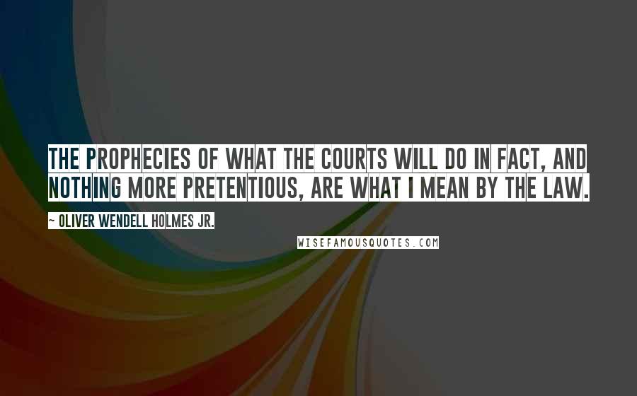 Oliver Wendell Holmes Jr. Quotes: The prophecies of what the courts will do in fact, and nothing more pretentious, are what I mean by the law.