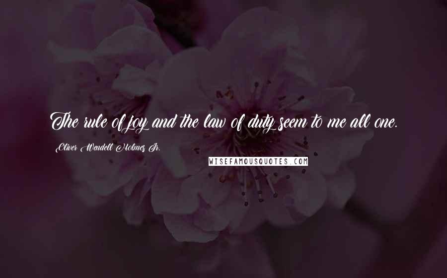 Oliver Wendell Holmes Jr. Quotes: The rule of joy and the law of duty seem to me all one.