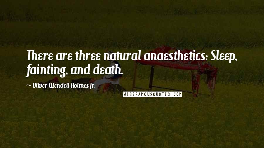 Oliver Wendell Holmes Jr. Quotes: There are three natural anaesthetics: Sleep, fainting, and death.