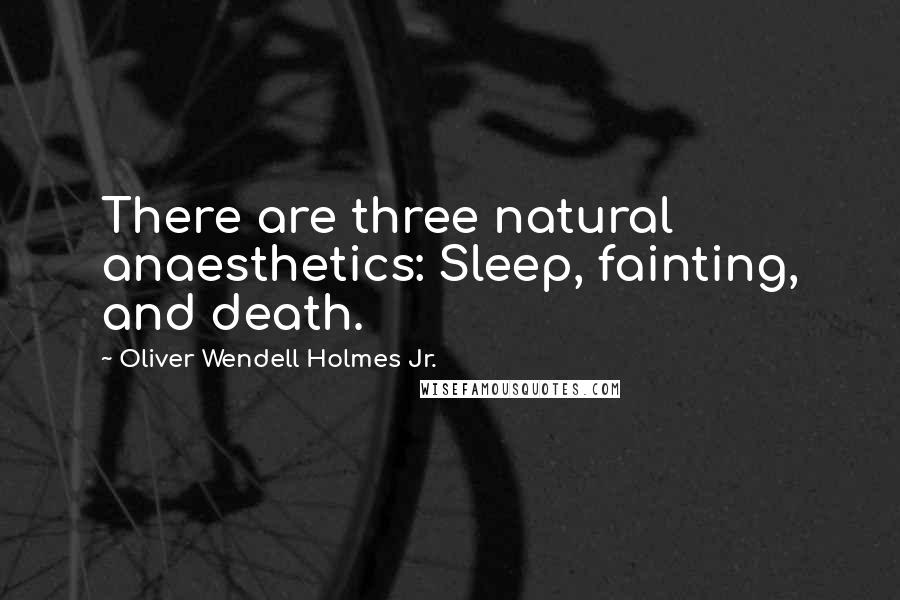 Oliver Wendell Holmes Jr. Quotes: There are three natural anaesthetics: Sleep, fainting, and death.