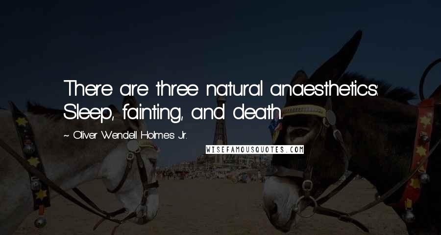 Oliver Wendell Holmes Jr. Quotes: There are three natural anaesthetics: Sleep, fainting, and death.