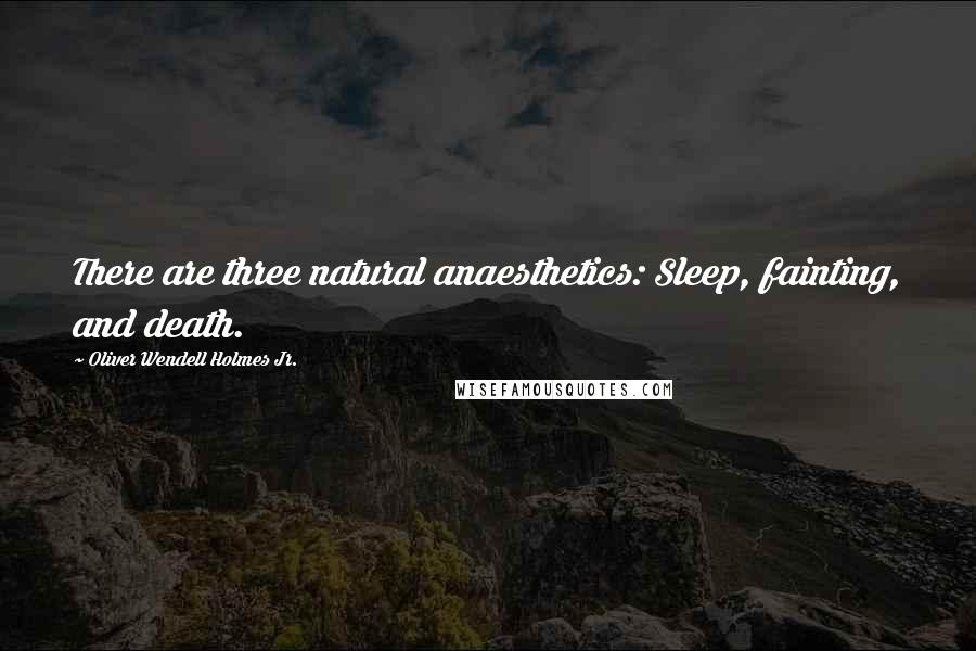 Oliver Wendell Holmes Jr. Quotes: There are three natural anaesthetics: Sleep, fainting, and death.