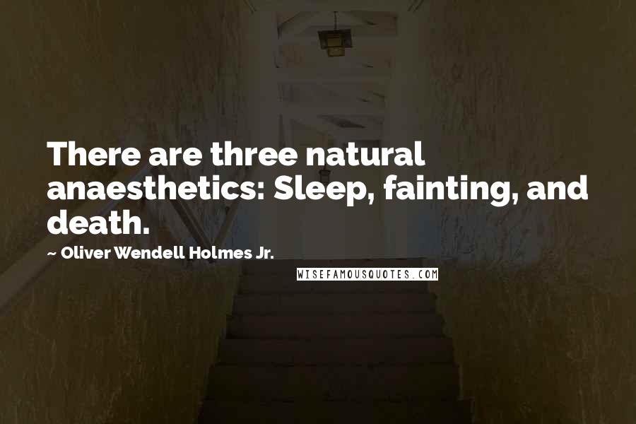 Oliver Wendell Holmes Jr. Quotes: There are three natural anaesthetics: Sleep, fainting, and death.