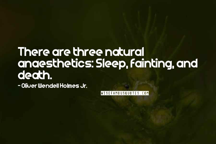 Oliver Wendell Holmes Jr. Quotes: There are three natural anaesthetics: Sleep, fainting, and death.