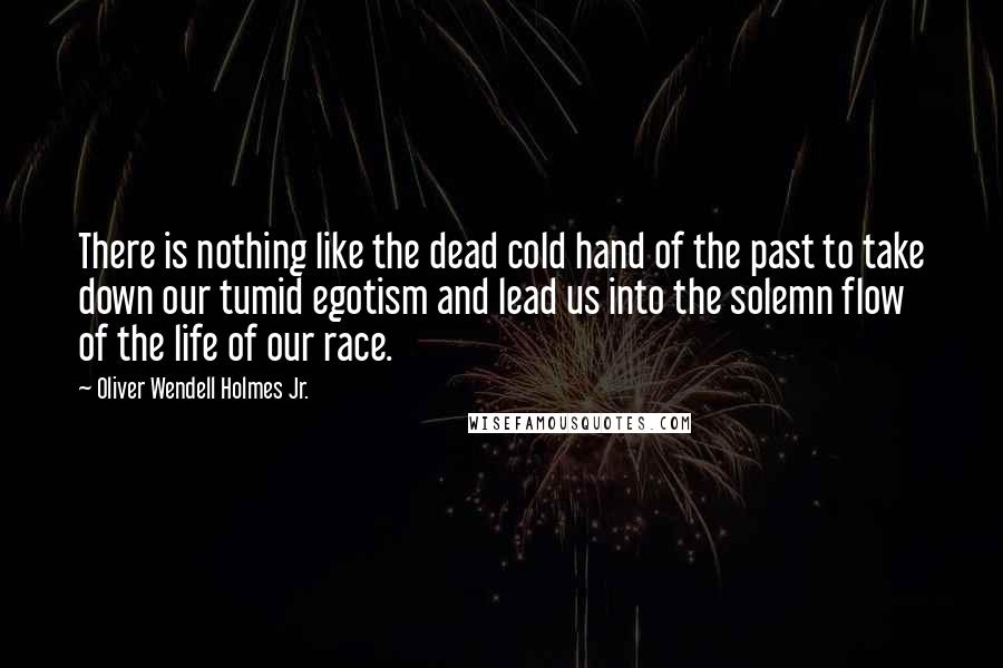 Oliver Wendell Holmes Jr. Quotes: There is nothing like the dead cold hand of the past to take down our tumid egotism and lead us into the solemn flow of the life of our race.