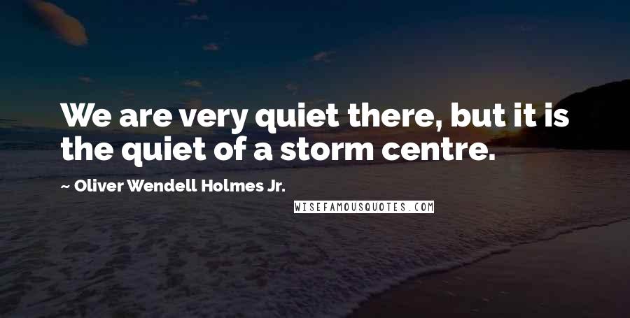 Oliver Wendell Holmes Jr. Quotes: We are very quiet there, but it is the quiet of a storm centre.