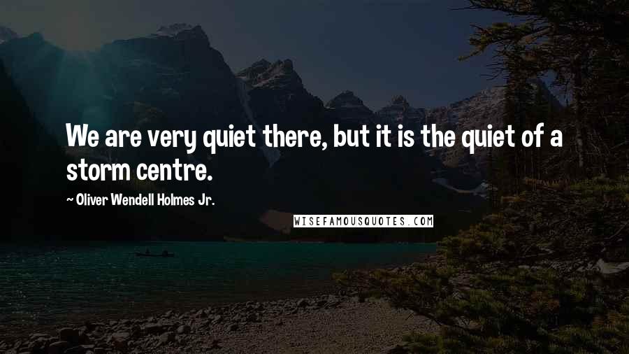 Oliver Wendell Holmes Jr. Quotes: We are very quiet there, but it is the quiet of a storm centre.