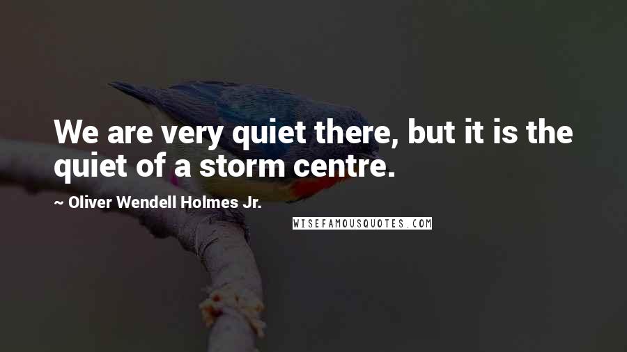 Oliver Wendell Holmes Jr. Quotes: We are very quiet there, but it is the quiet of a storm centre.