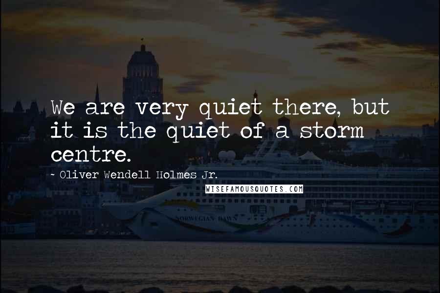 Oliver Wendell Holmes Jr. Quotes: We are very quiet there, but it is the quiet of a storm centre.