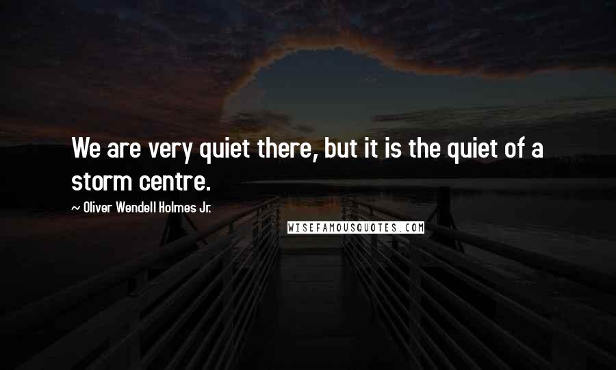 Oliver Wendell Holmes Jr. Quotes: We are very quiet there, but it is the quiet of a storm centre.