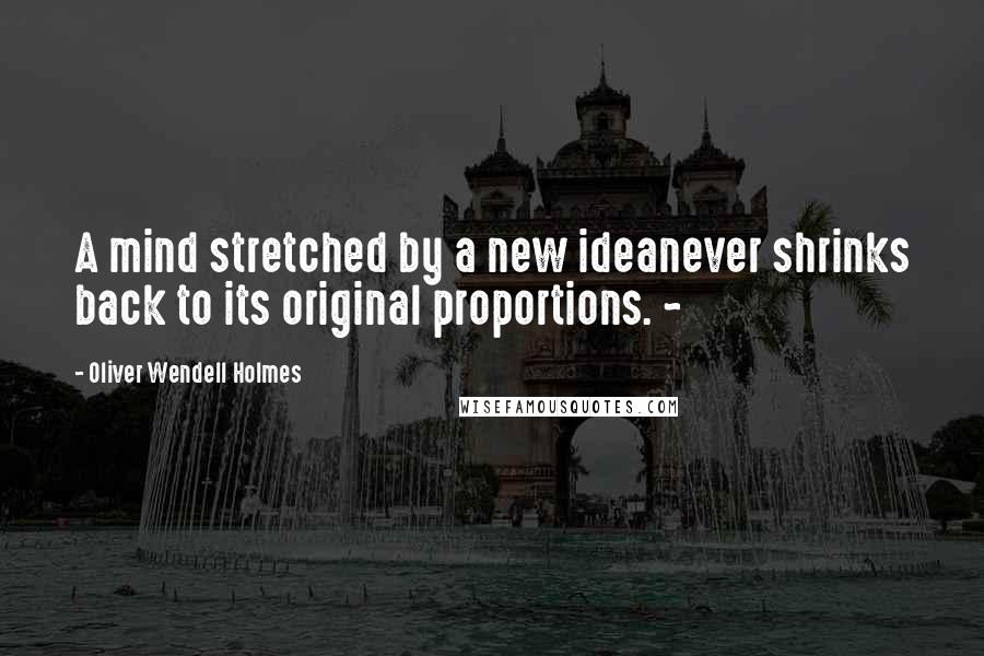 Oliver Wendell Holmes Quotes: A mind stretched by a new ideanever shrinks back to its original proportions. ~