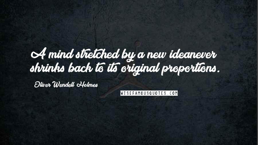 Oliver Wendell Holmes Quotes: A mind stretched by a new ideanever shrinks back to its original proportions. ~