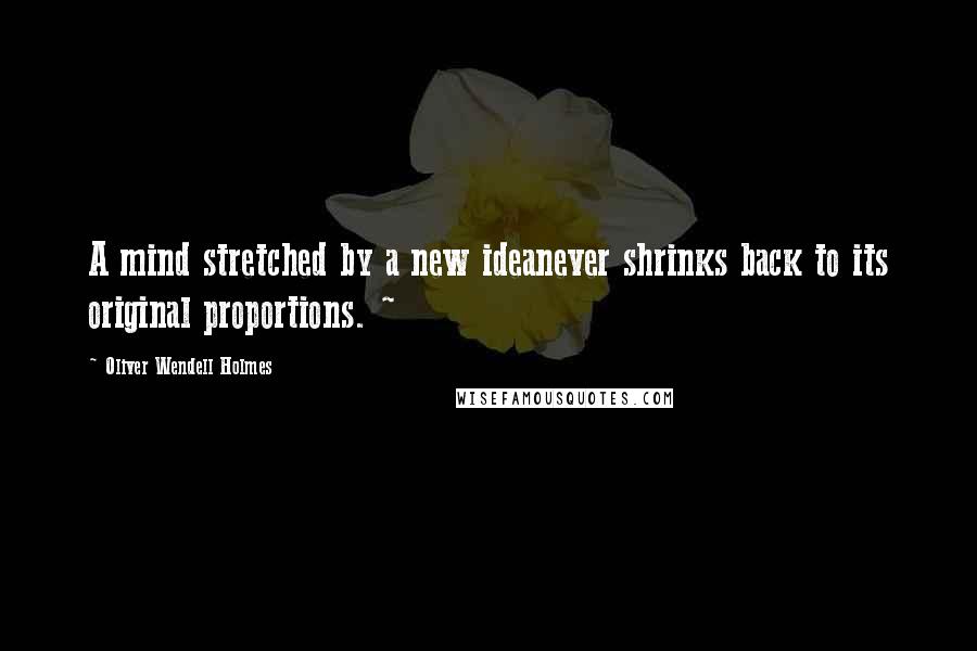 Oliver Wendell Holmes Quotes: A mind stretched by a new ideanever shrinks back to its original proportions. ~